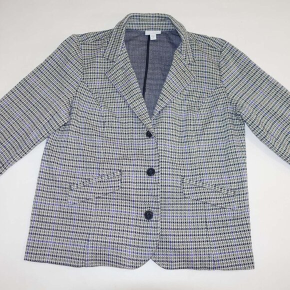 J. Jill Jackets & Blazers - J. Jill Women's Houndstooth 2 Button Blazer Jacket Petite Medium Cotton PM